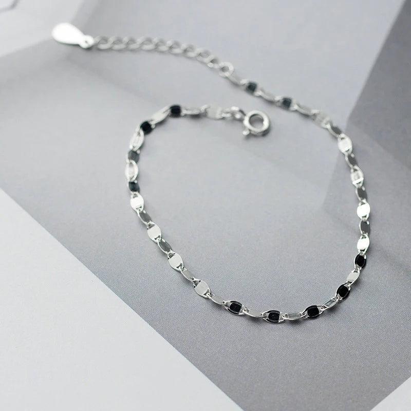 Sterling Silver Adjustable Sequins Bracelet