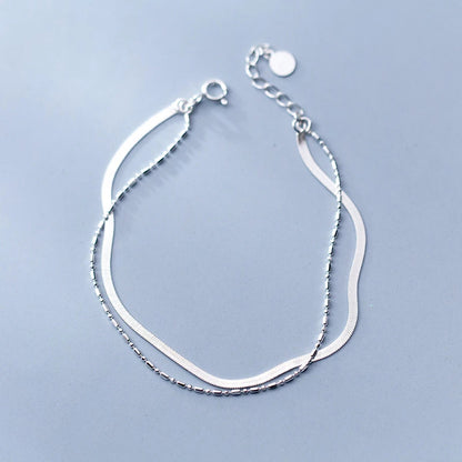 Bamboo-Inspired Sterling Silver Chain Bracelet