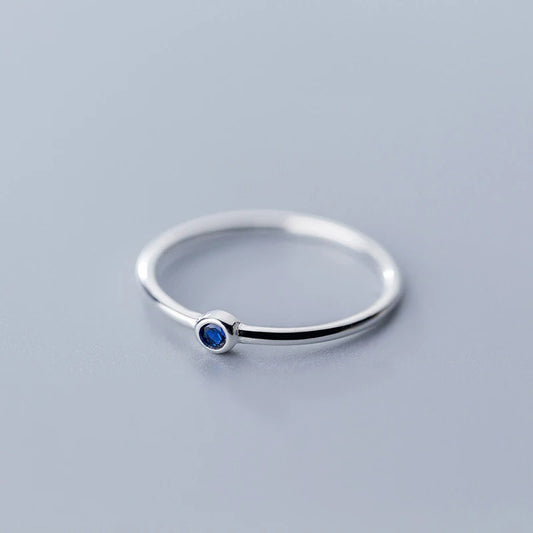 Sterling Silver Navy Blue Crystal Ring