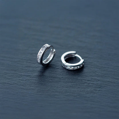 Clear CZ Round Circle Hoop Earrings