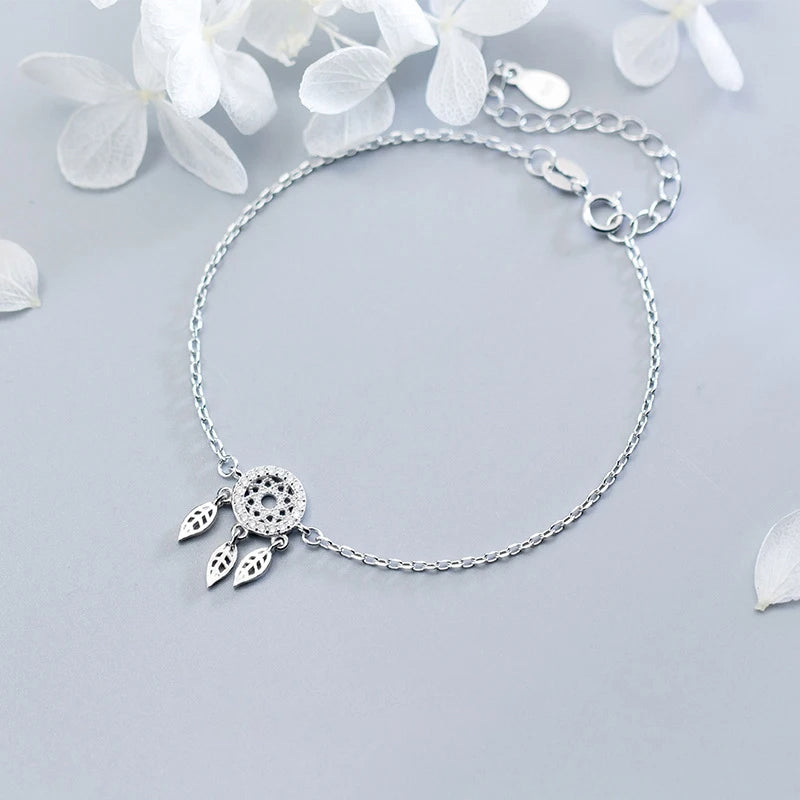 Sterling Silver Dreamcatcher Leaf Bracelet