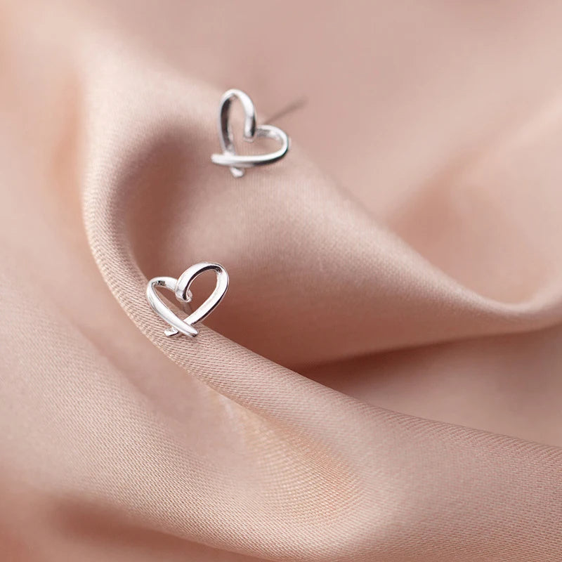 Sterling Silver Tiny Heart Stud Earrings