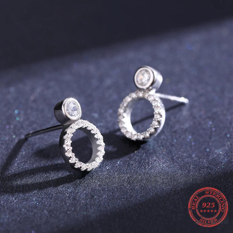 Earrings silver sterling round studs elegant pair