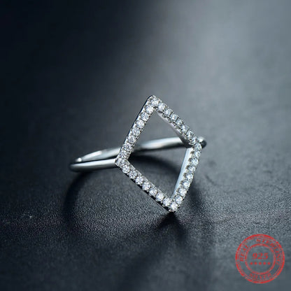 Chic Geometry Sterling Silver Zircon Ring