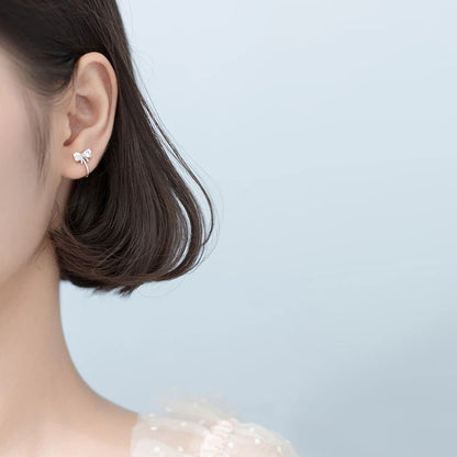 Clear CZ Bowknot Clip Earrings