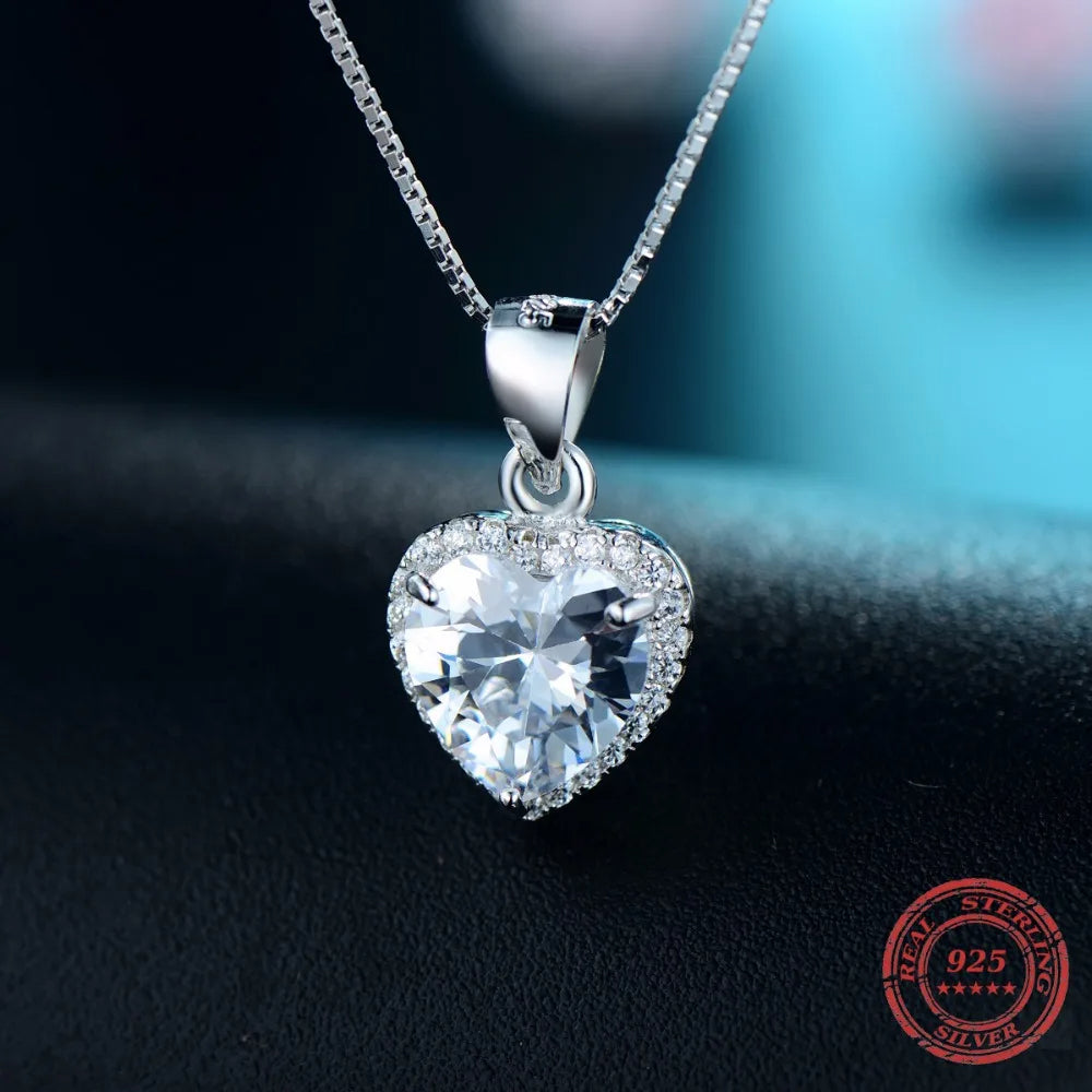 925 Sterling Silver Heart Pendant Necklace