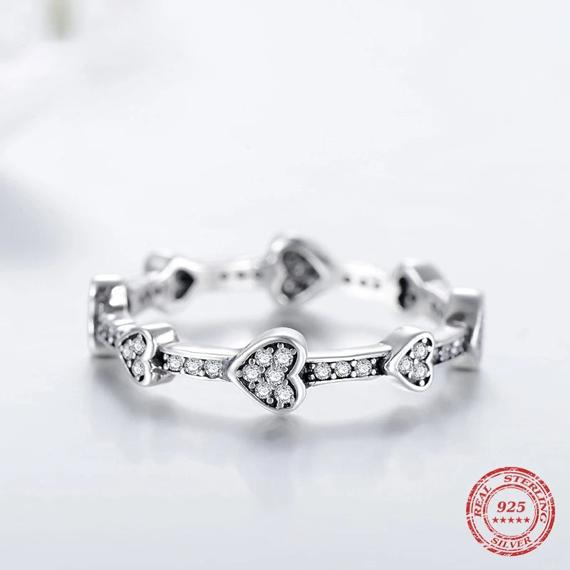 Clear CZ Romantic 925 Sterling Silver Heart Ring