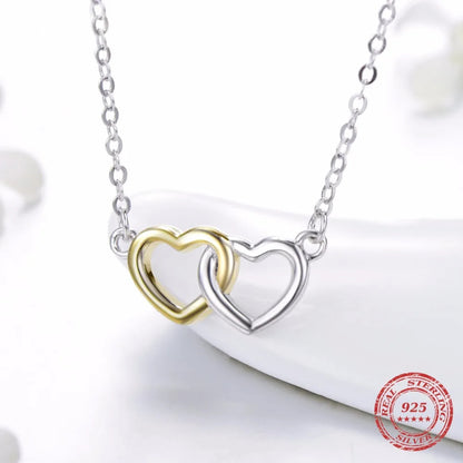 Sterling Silver Double Heart Pendant Necklace