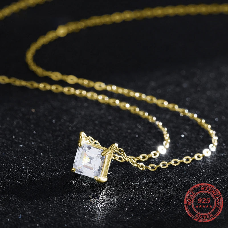 Square Emerald-Cut CZ Pendant Necklace