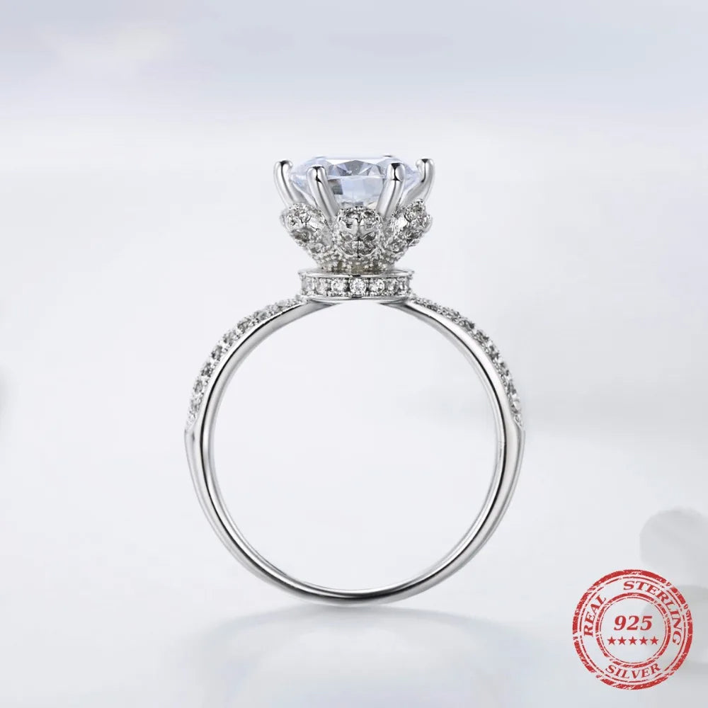 Elegant 925 Sterling Silver Classic CZ Wedding Ring