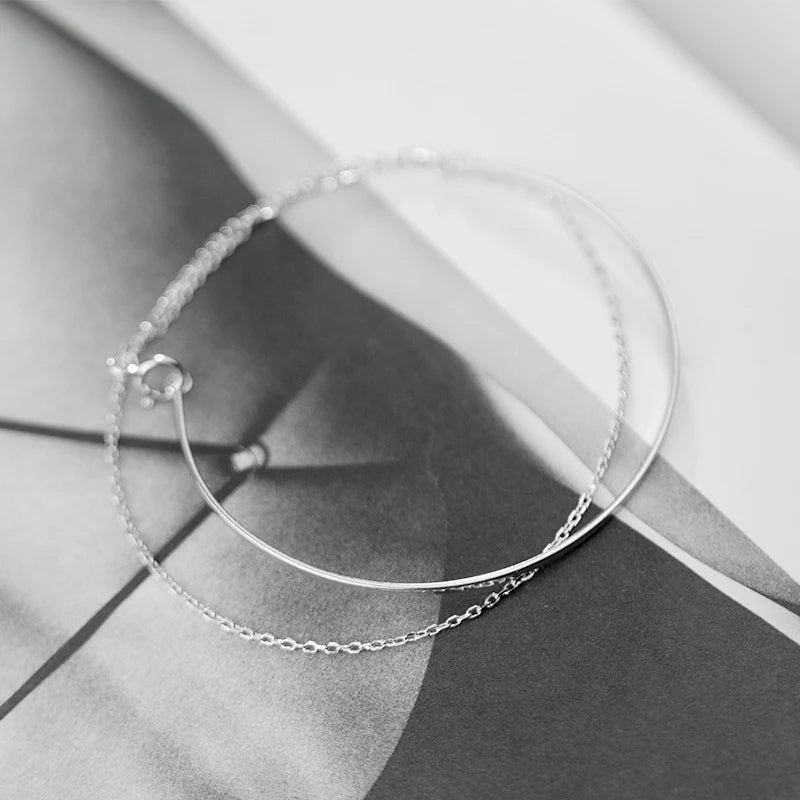 Sterling Silver Geometric Line Chain Bracelet