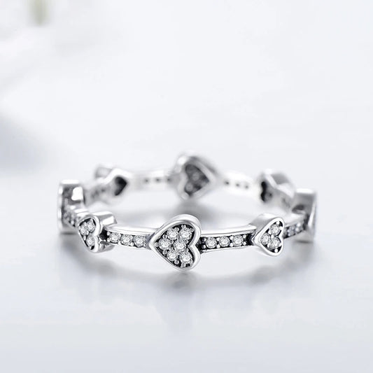 Clear CZ Romantic 925 Sterling Silver Heart Ring