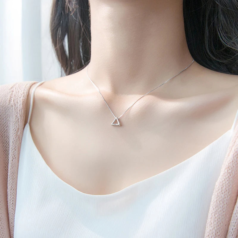 Sterling Silver Mini Triangle Pendant Necklace