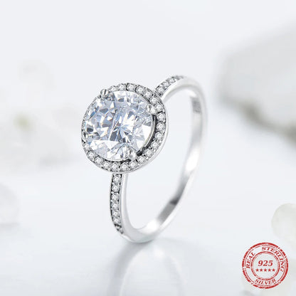 925 Sterling Silver Round CZ Wedding Ring