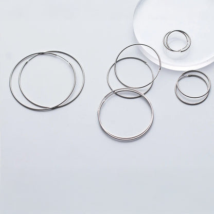 Classic 925 Silver Round Hoop Earrings