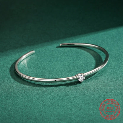 925 Sterling Silver Ten Heart CZ Open Bracelet