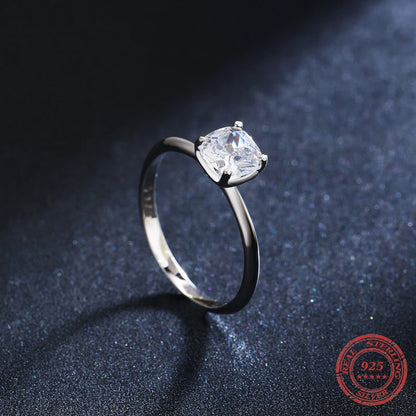 Timeless Spark Sterling Silver Square Zircon Ring