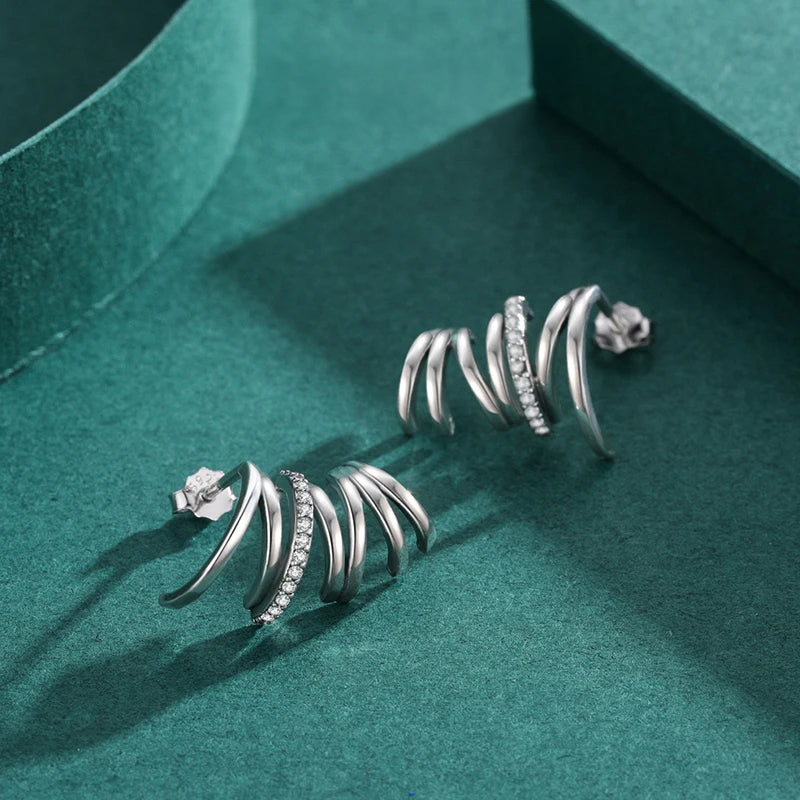 Stud earrings in silver with subtle cz sparkle