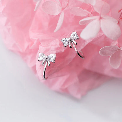 Clear CZ Bowknot Clip Earrings