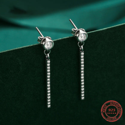 Sterling Silver Clear CZ Drop Earrings