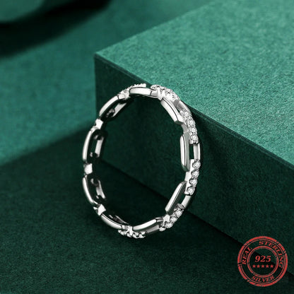 Sterling Silver Geometric CZ Stackable Ring