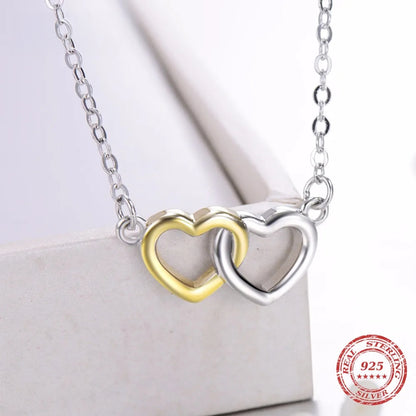 Sterling Silver Double Heart Pendant Necklace