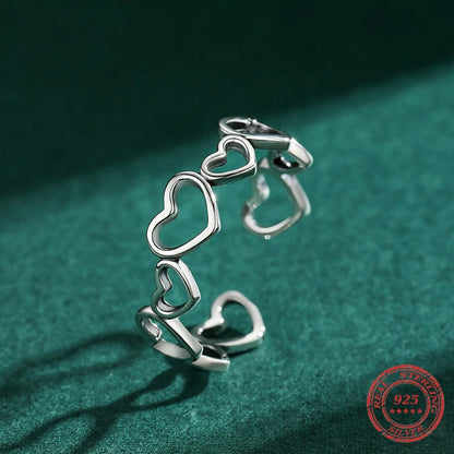 Sterling Silver Adjustable Heart-to-Heart Ring