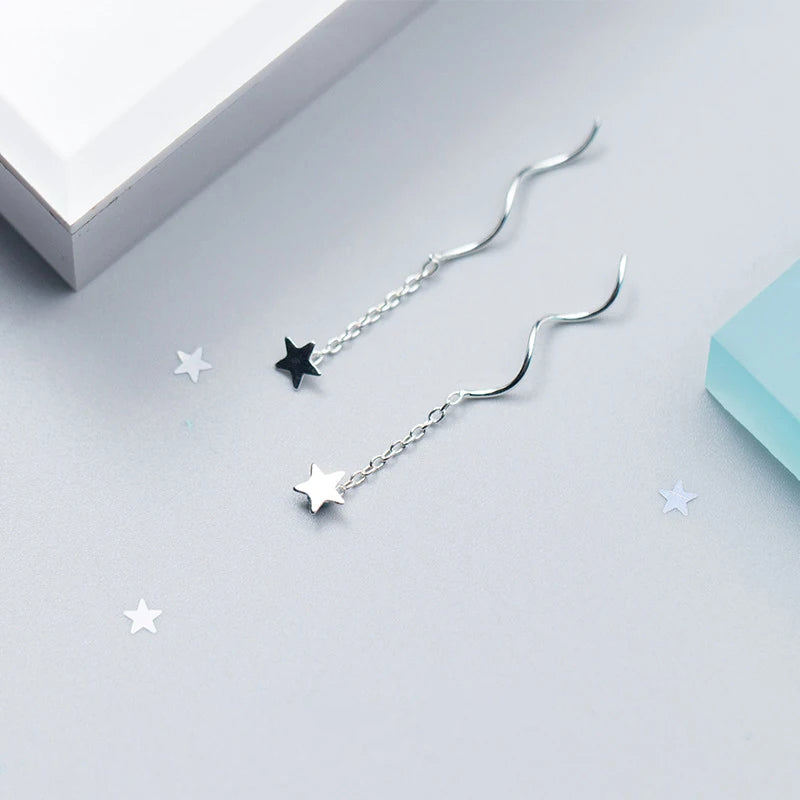 Women’s star drop earrings sterling silver minimal style