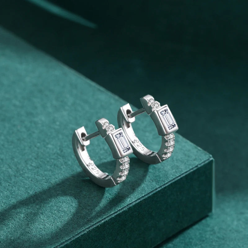 Hoop earrings crafted in sterling silver with striking cz accents