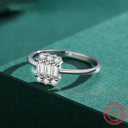 925 Sterling Silver Emerald Cut CZ Ring