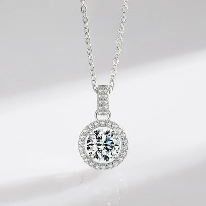 Sterling Silver 1CT Round Zirconia Pendant Necklace