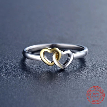 Lover’s Embrace Double Heart Sterling Silver Ring