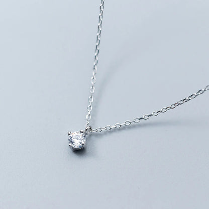 Sterling Silver Round Pendant Necklace