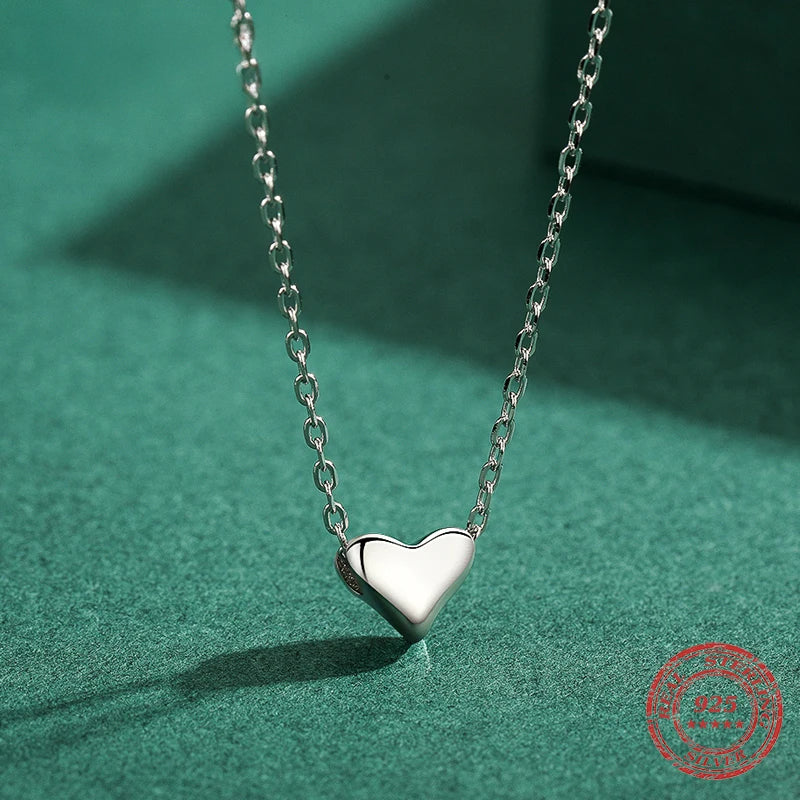 Sterling Silver Minimalist Heart Pendant Necklace