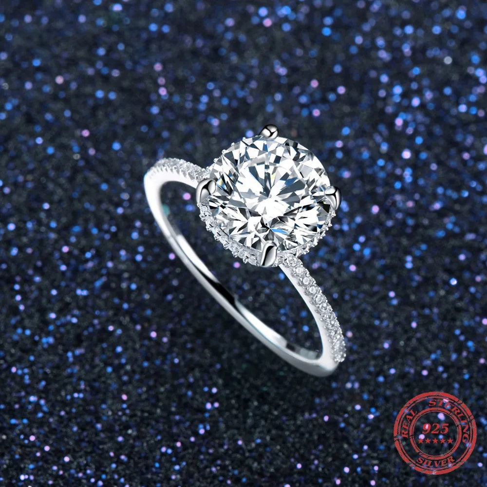 925 Sterling Silver Ten Hearts Zircon Ring