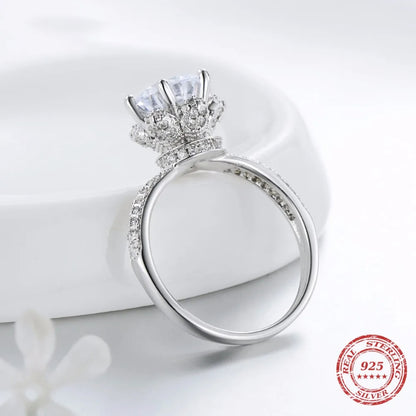 Elegant 925 Sterling Silver Classic CZ Wedding Ring