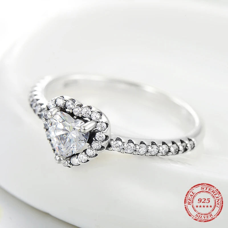 Silver wedding ring close up showing bright cz rings sparkle