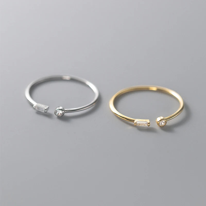 Adjustable Thin Gold CZ Wedding Ring