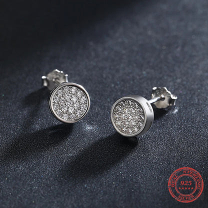 Sterling Silver Round CZ Stud Earrings