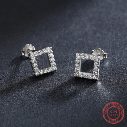 Square CZ Sparkling Stud Earrings