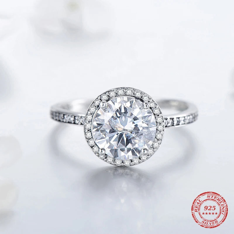 925 Sterling Silver Round CZ Wedding Ring