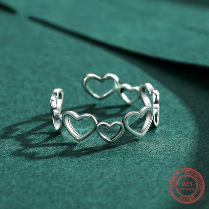 Sterling Silver Adjustable Heart-to-Heart Ring