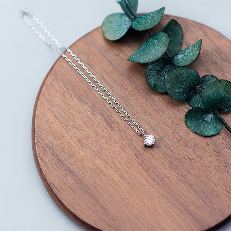 Sterling Silver Round Pendant Necklace