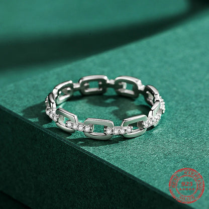 Sterling Silver Geometric CZ Stackable Ring