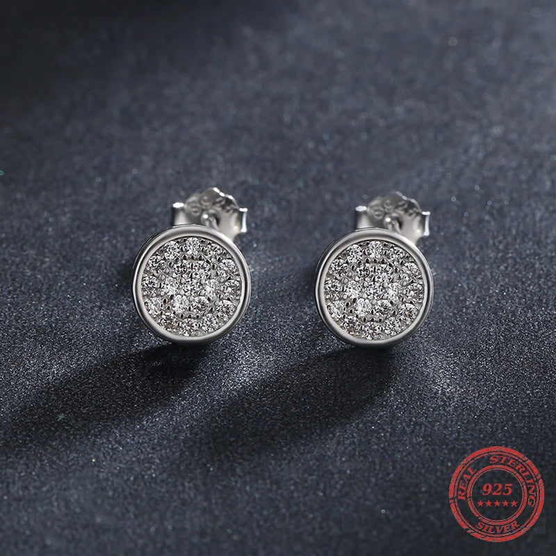 Sterling Silver Round CZ Stud Earrings