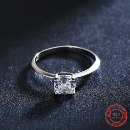 Timeless Spark Sterling Silver Square Zircon Ring