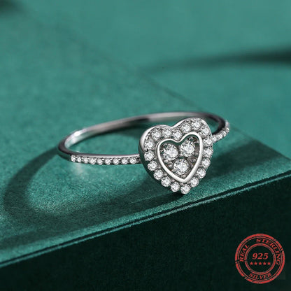 Dazzling Hearts Sterling Silver Wedding Ring