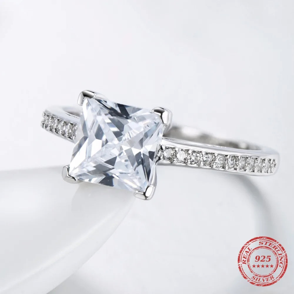 Cubic Zirconia Bridal 925 Sterling Silver Wedding Ring