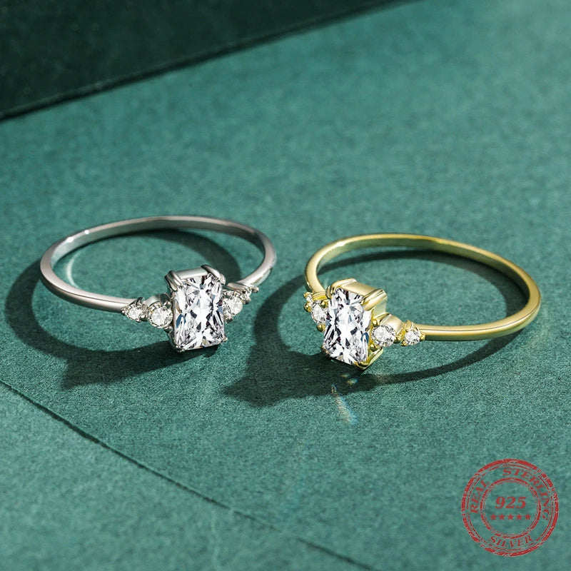 Sterling ring with cz rings sparkle in a refined rectangle design