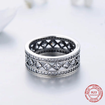 Sparkling CZ 925 Sterling Silver Square Ring